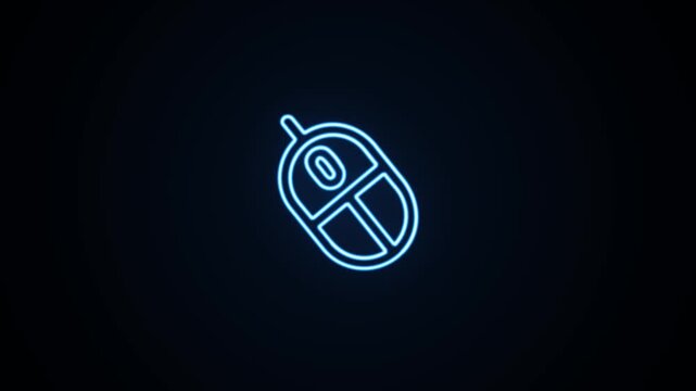 Blue neon computer mouse icon