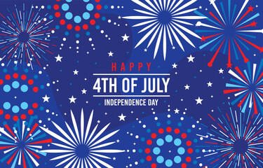 Fototapeta premium Patriotic Fourth Of July Fireworks Vector
