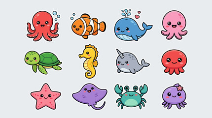 Cute marine life characters collection © Nikolas Abraham