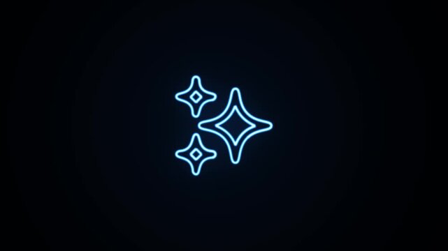 Blue neon star icons group