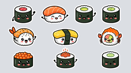 Cute kawaii sushi character collection © Mocil