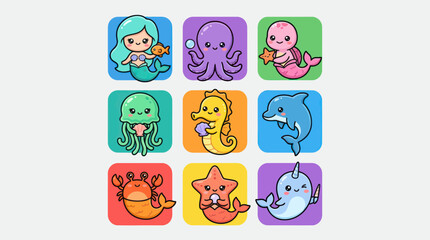Cute sea creatures collection © Golden