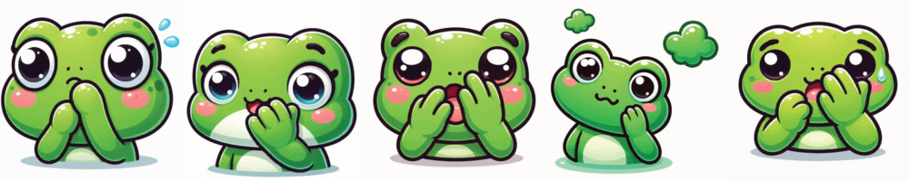 Vector of a cute cartoon frog character facepalming
