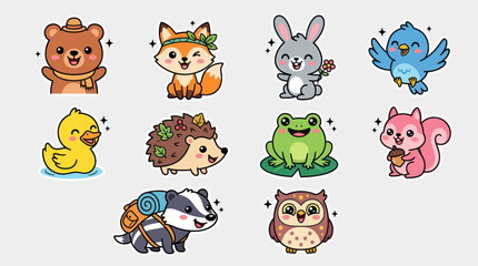Fototapeta premium Cute woodland animal characters collection