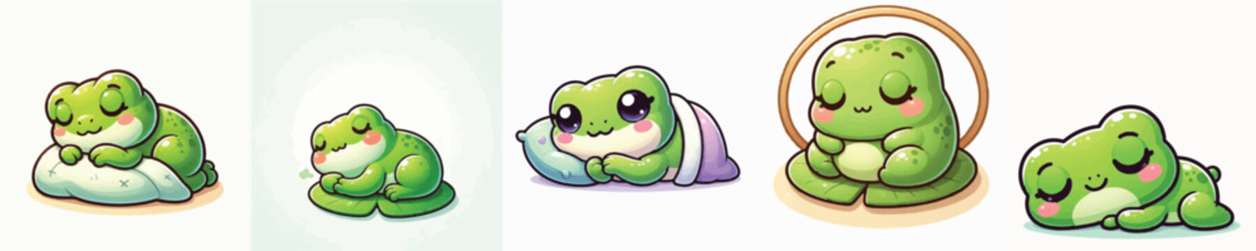 Vector of a cute cartoon frog character sleeping peacefully