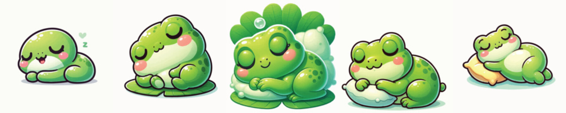 Vector of a cute cartoon frog character sleeping peacefully