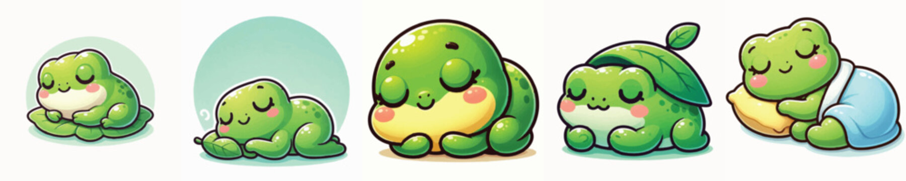 Vector of a cute cartoon frog character sleeping peacefully
