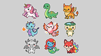 Fantasy creature collection cute kawaii characters © Jacob