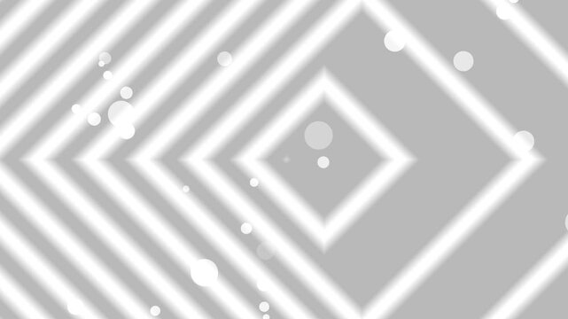 Soft concentric diamond pattern with blurred edges and scattered bokeh circles animation
