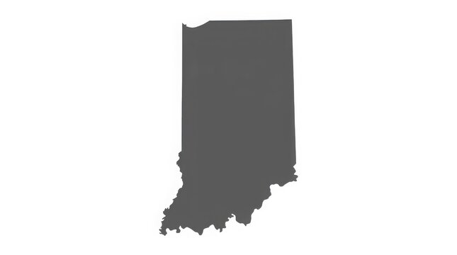 Flat gray silhouette map of indiana state, isolated on a plain white background outline