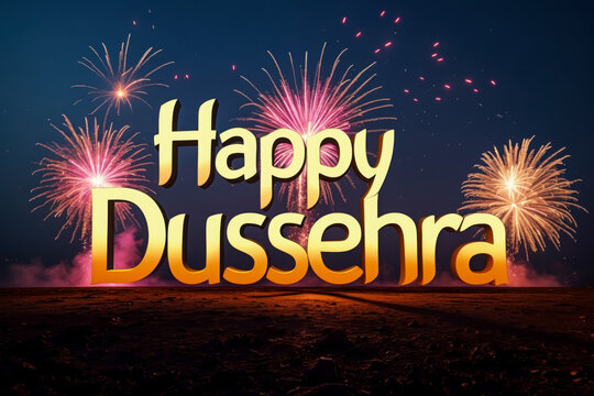 Banner poster greeting card Dussehra Hindu holiday, symbolizing victory good over evil AI Generative