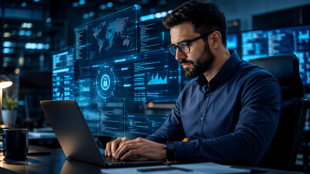 man working on laptop