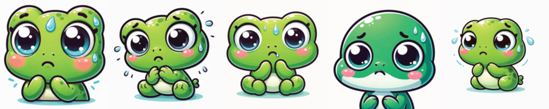 Vector of a cute cartoon frog character sweating nervously