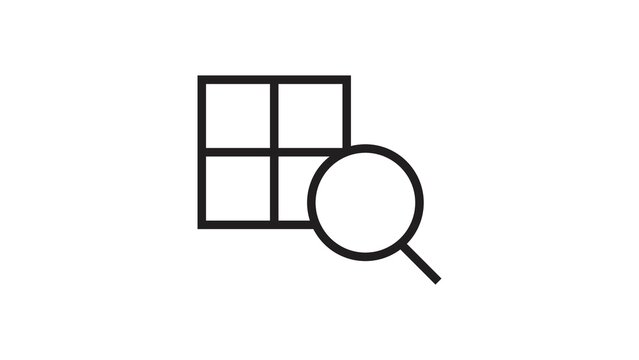 Grid search icon for content management and categorical data discovery processes.