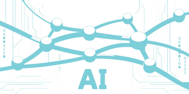 Artificial Intelligence, AI Network, Circuit Board, Vector Graphic