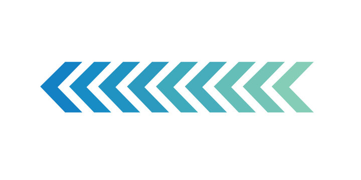 Gradient green to blue chevron arrow strip, dynamic motion line symbolizing speed, transition, or energy flow