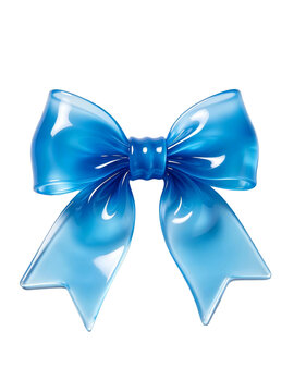 Luxurious translucent royal blue decorative bows with different loop fullness, ribbon length and tail cutting designs, captured under soft diffused studio lighting to present transparent texture and b