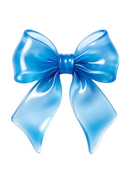 Luxurious translucent royal blue decorative bows with different loop fullness, ribbon length and tail cutting designs, captured under soft diffused studio lighting to present transparent texture and b