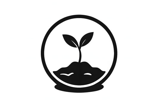 Eco leaf sprout seedling logo in circle
