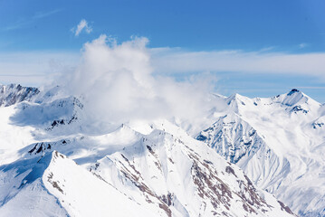 Obraz premium Gudauri Ski Resort Georgia, Snowy Winter Mountain Landscape winter