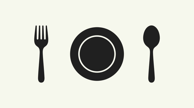 Simple table setting with plate, fork, and spoon on table