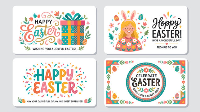 Happy easter greeting cards collection