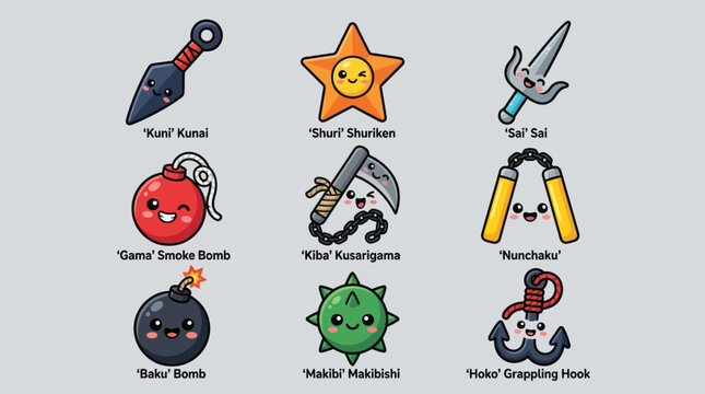 Kawaii weapon icons
