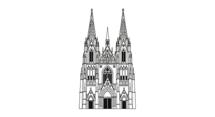 Obraz premium Ornate gothic cathedral facade with tall spires and arches