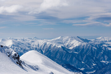 Naklejka premium Gudauri Ski Resort Georgia, Snowy Winter Mountain Landscape winter