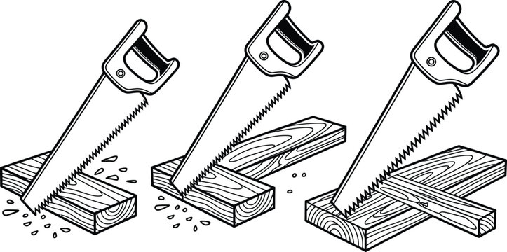 Saw, hand saw, wood cutting, woodworking tools, carpentry equipment, illustration