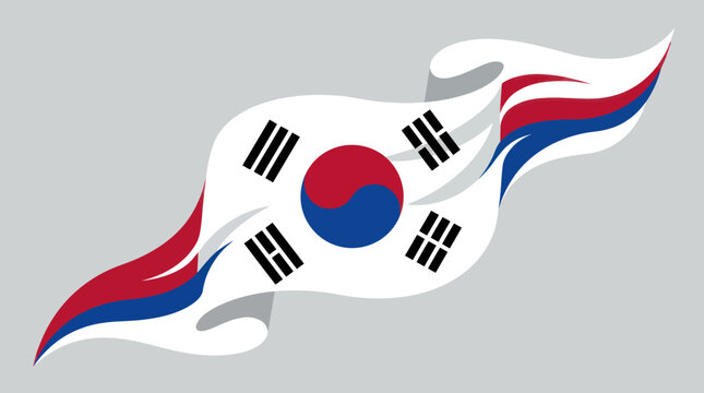 Waving national flag emblem with dynamic elements