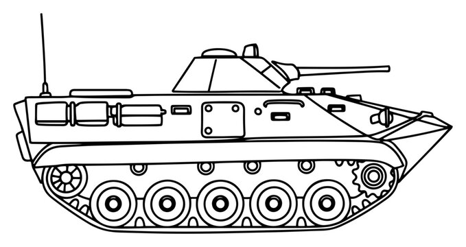 Armored personnel carrier military vehicle line art style