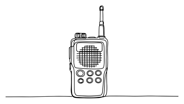 Walkie talkie portable radio transceiver for communication continuous line drawing style