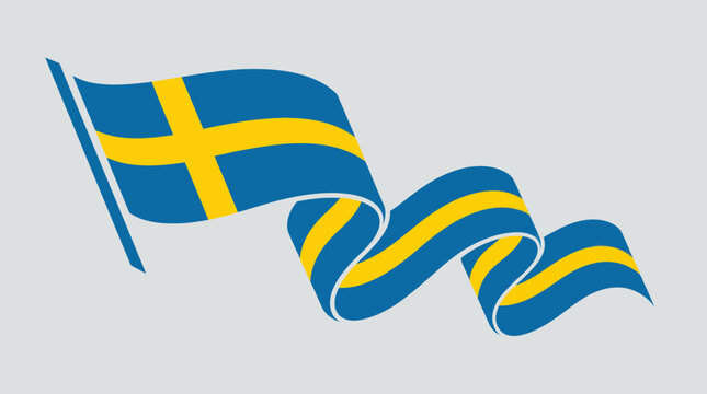 Waving swedish flag banner