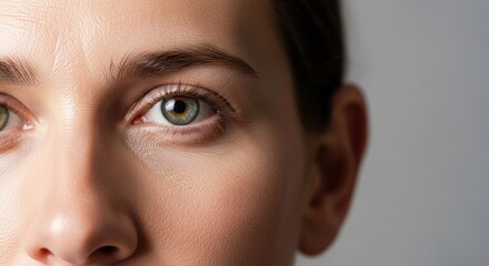 Naklejka premium Extreme macro close-up of a young woman's green eye.