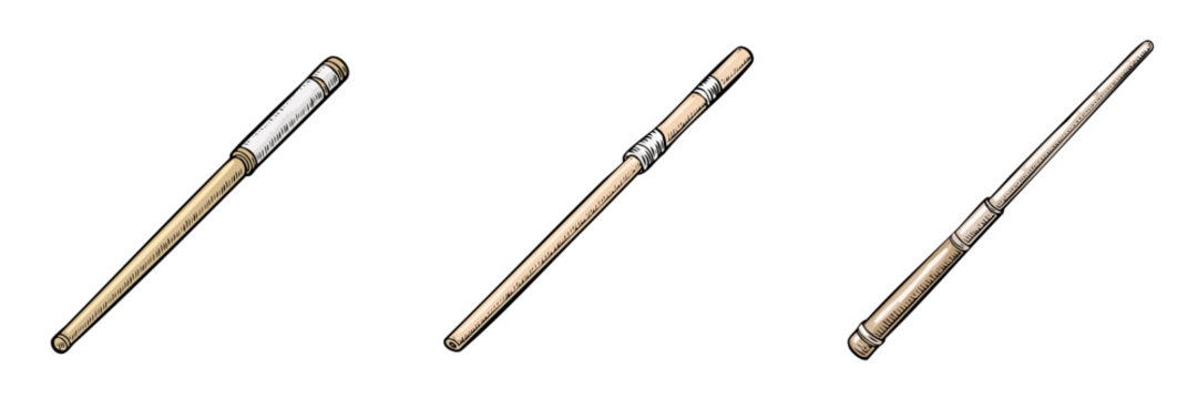 Set of drawing tools and writing instruments isolated on white background