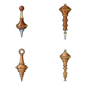 Set of fantasy weapons, maces, and spikes with decorative elements