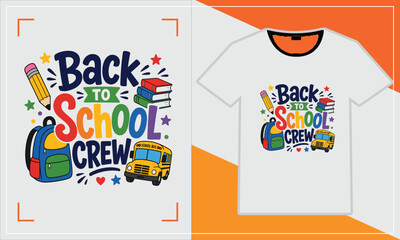 Fototapeta premium Back to school crew design vibrant illustration for student apparel and merchandise