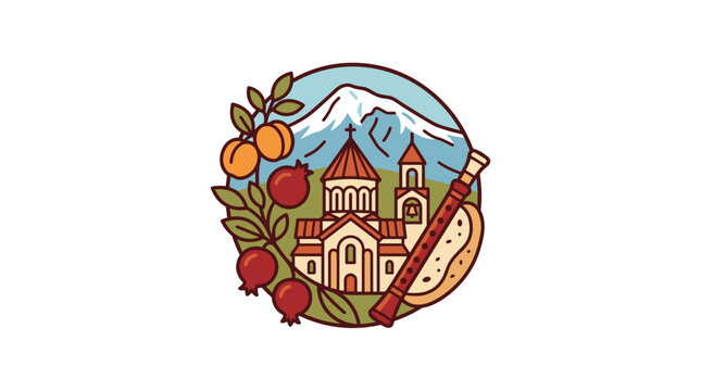 Armenian Cultural Symbols Emblematic Representation.