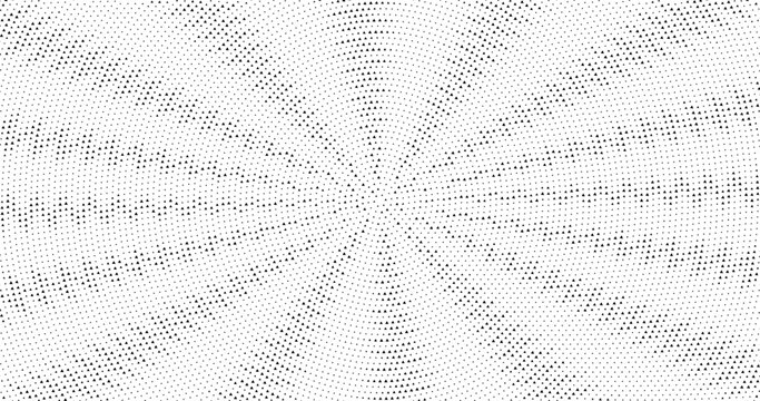 Abstract radial halftone pattern background vector monochrome dotted texture with circular gradient effect for graphic design, posters, banners, and print