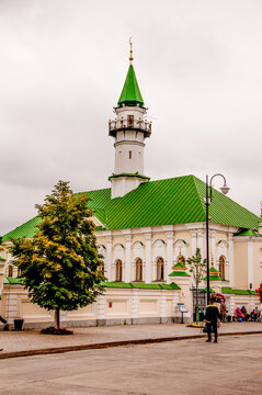 Kazan, Russia, 29 Jule 2015, Small muslim mosque one minaret in old part city