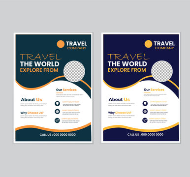 Creative flayer layout design dark green ana dark biue color