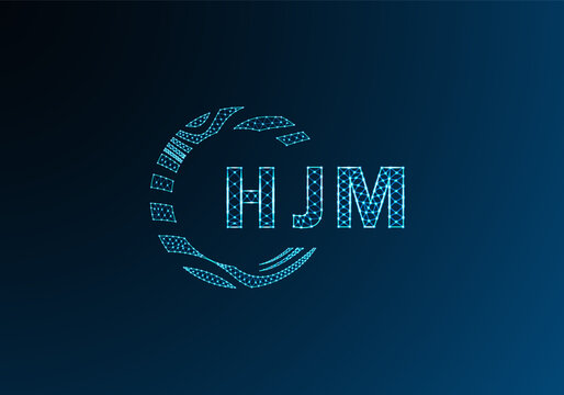 HJM low poly letter logo vector design. HJM lower poly logo design. HJM unique low poly logo design.