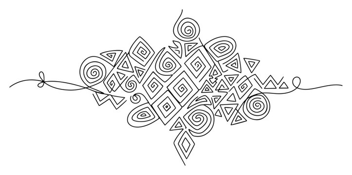 Abstract geometric ethnic ornament pattern in continuous line art style