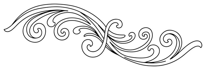 Fototapeta premium Decorative wave scroll with baroque swirl patterns in elegant line art style