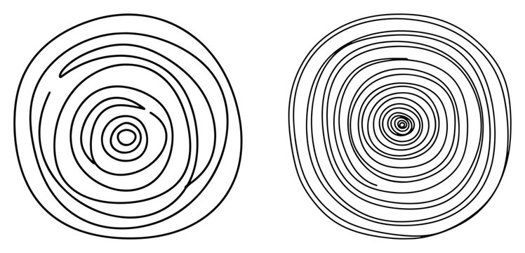 Tree ring patterns representing wood cross section in minimalist line art style