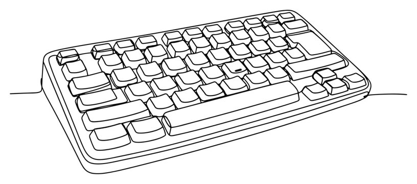 Computer keyboard for office work and gaming in continuous line drawing style
