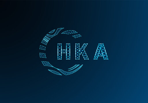 HKA low poly letter logo vector design. HKA lower poly logo design. HKA unique low poly logo design.