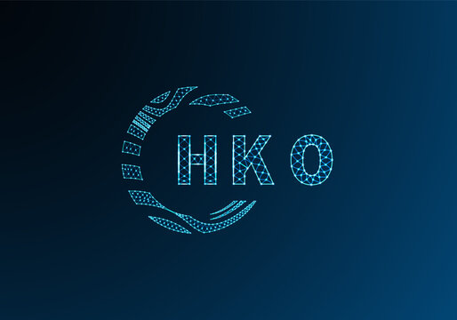 HKO low poly letter logo vector design. HKO lower poly logo design. HKO unique low poly logo design.