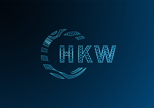HKW low poly letter logo vector design. HKW lower poly logo design. HKW unique low poly logo design.